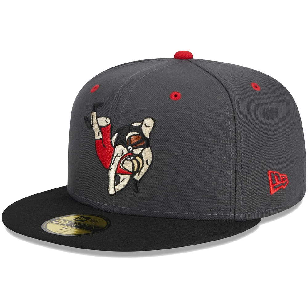 Men's New Era Gray Cedar Rapids Kernels Theme Nights Mat Grapplers 59FIFTY Fitted Hat
