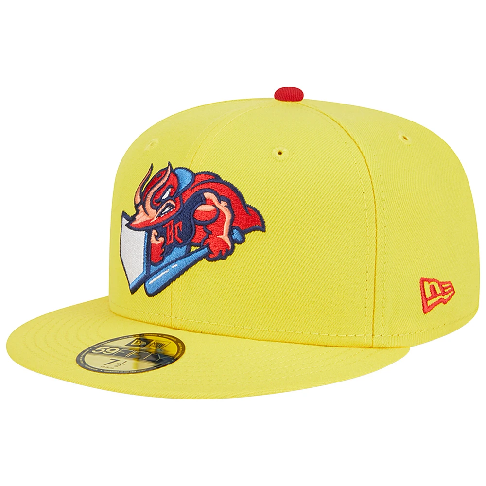 Men's New Era Yellow Jacksonville Jumbo Shrimp Theme Nights Captain Crustacean 59FIFTY Fitted Hat
