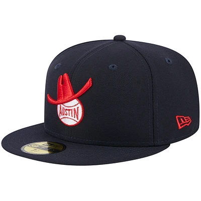 Men's New Era Navy Round Rock Express Theme Nights Austin Senators 59FIFTY Fitted Hat