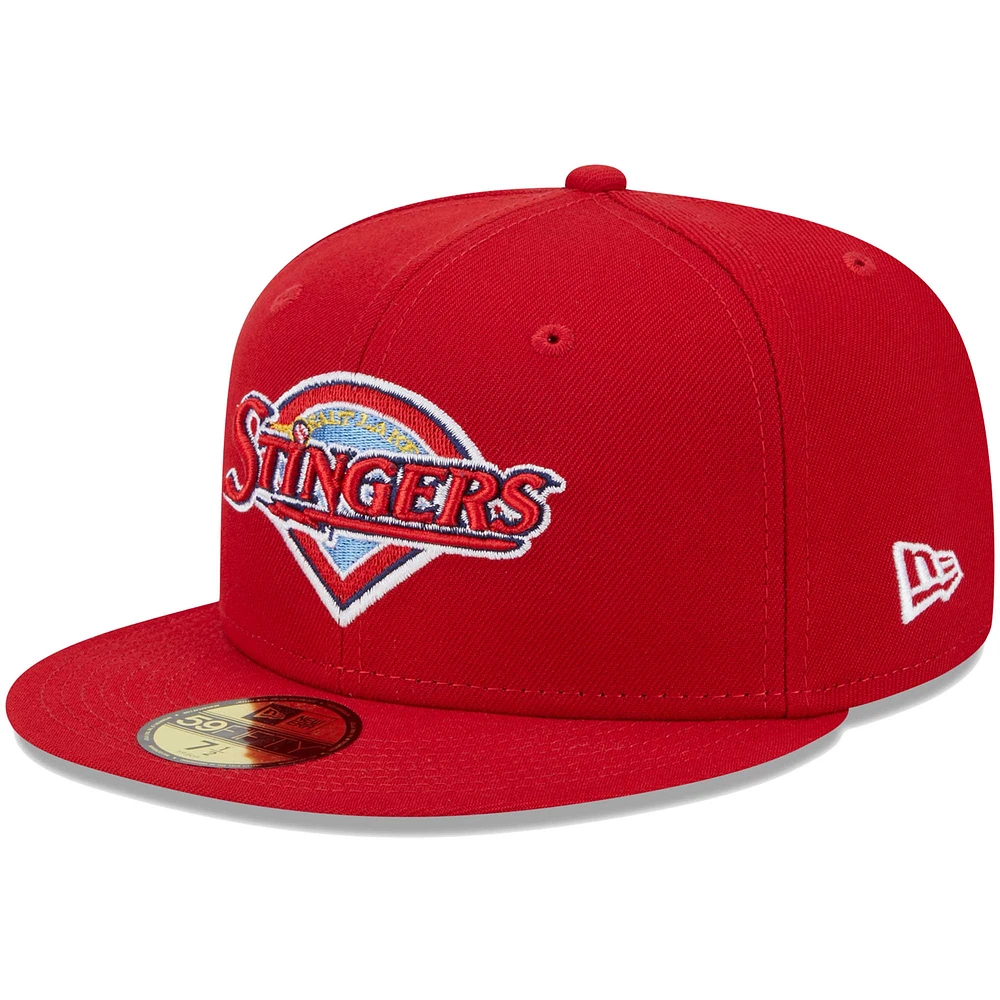 Men's New Era Red Salt Lake Bees Theme Nights Salt Lake Stingers 59FIFTY Fitted Hat
