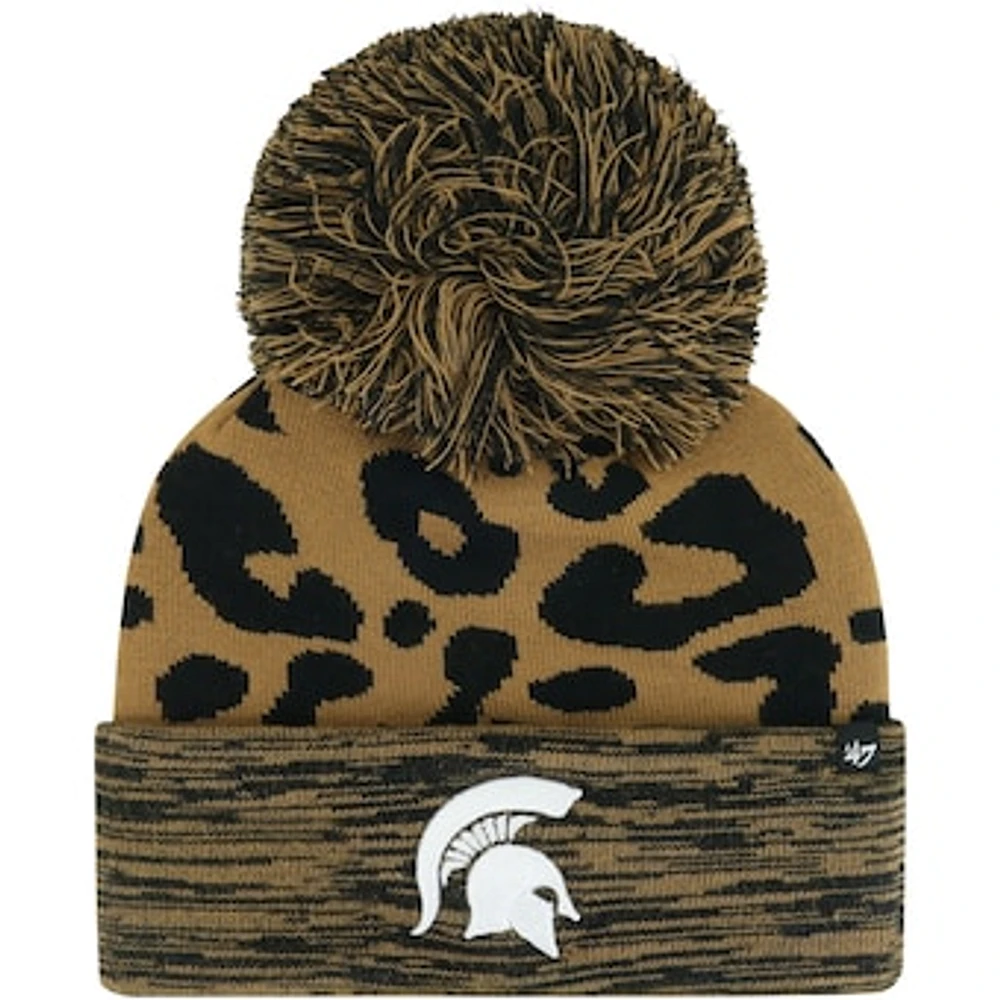 Women's '47 Brown Michigan State Spartans Rosette Cuffed Knit Hat with Pom