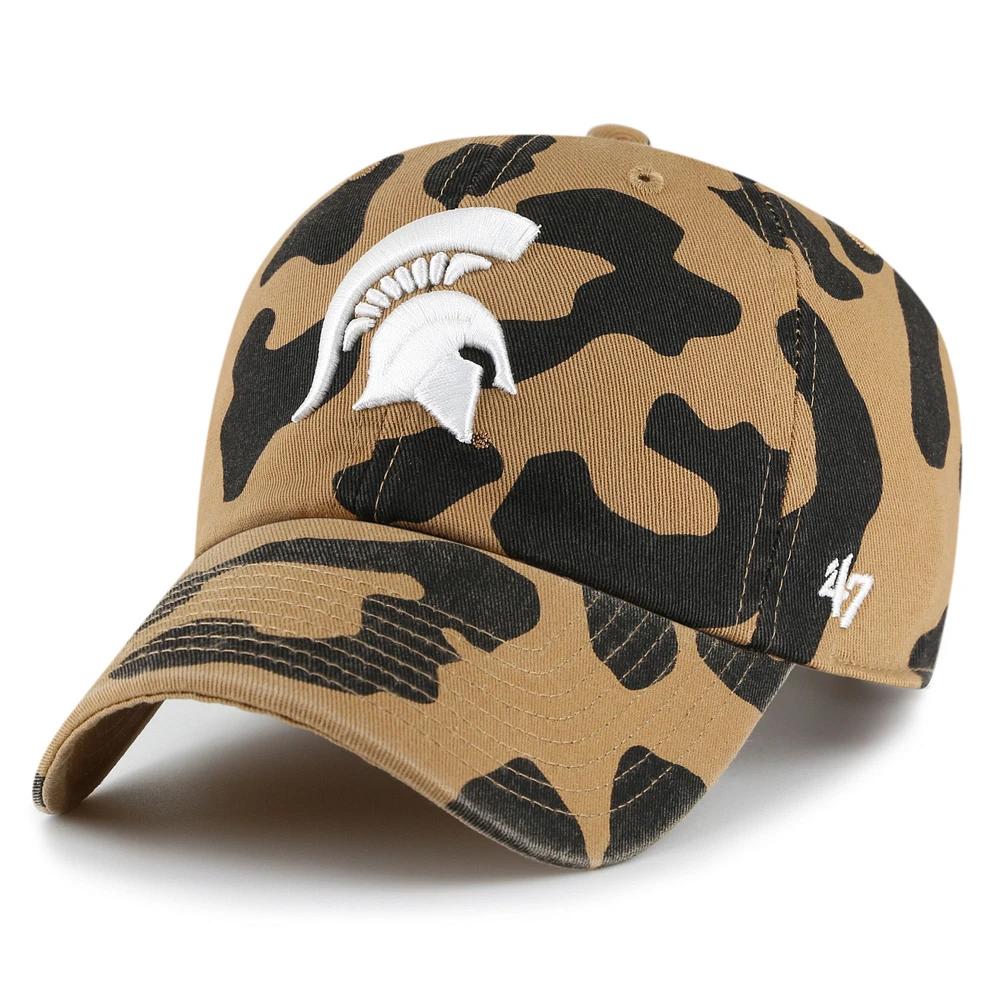 Women's '47 Michigan State Spartans Rosette Leopard Clean Up Adjustable Hat
