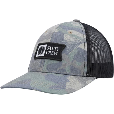 Youth Salty Crew Camo/Black Pinnacle Retro Trucker Snapback Hat