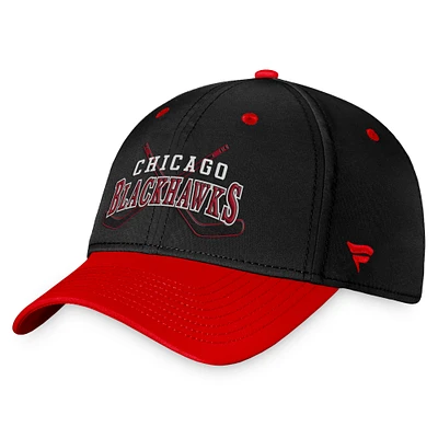 Men's Fanatics Black/Red Chicago Blackhawks Heritage Vintage Flex Hat