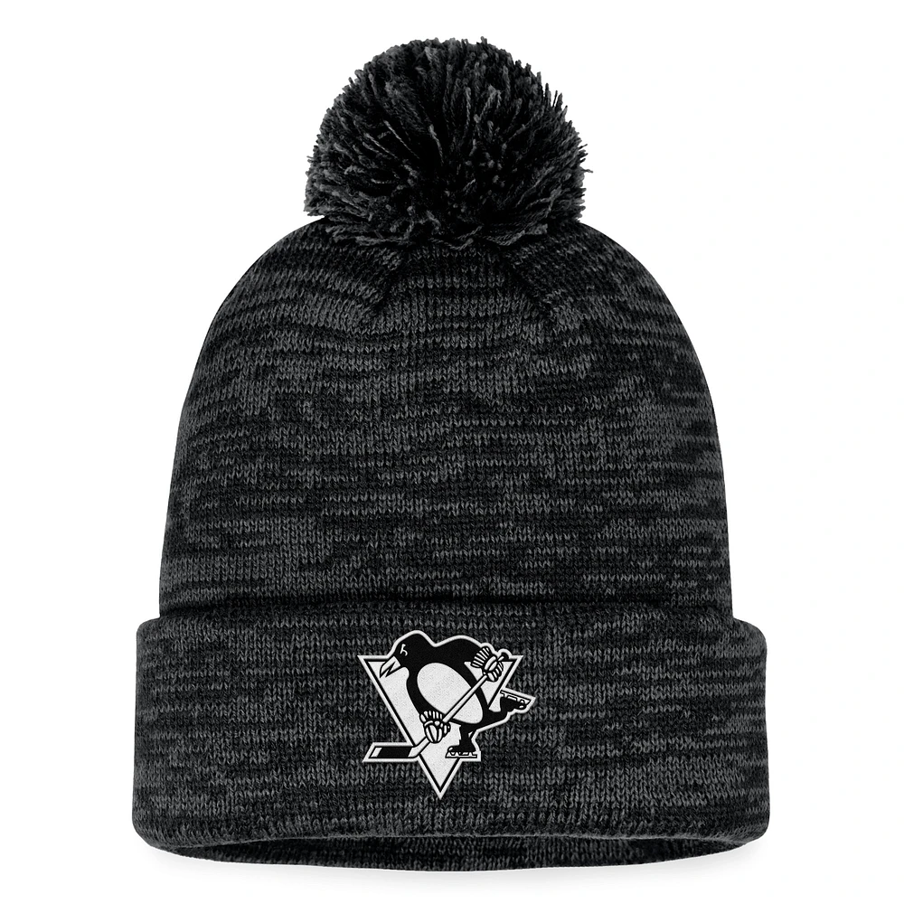 Men's Fanatics Black Pittsburgh Penguins Fundamental Cuffed Knit Hat with Pom