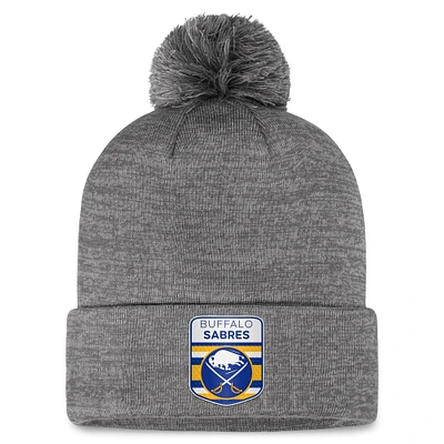Men's Fanatics Gray Buffalo Sabres Authentic Pro Home Ice Cuffed Knit Hat with Pom