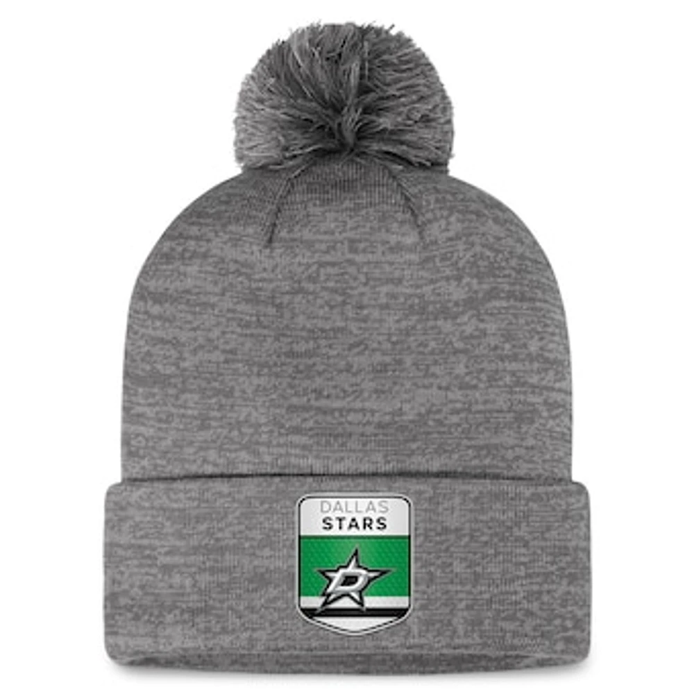 Men's Fanatics Gray Dallas Stars Authentic Pro Home Ice Cuffed Knit Hat with Pom
