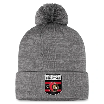 Men's Fanatics Gray Ottawa Senators Authentic Pro Home Ice Cuffed Knit Hat with Pom