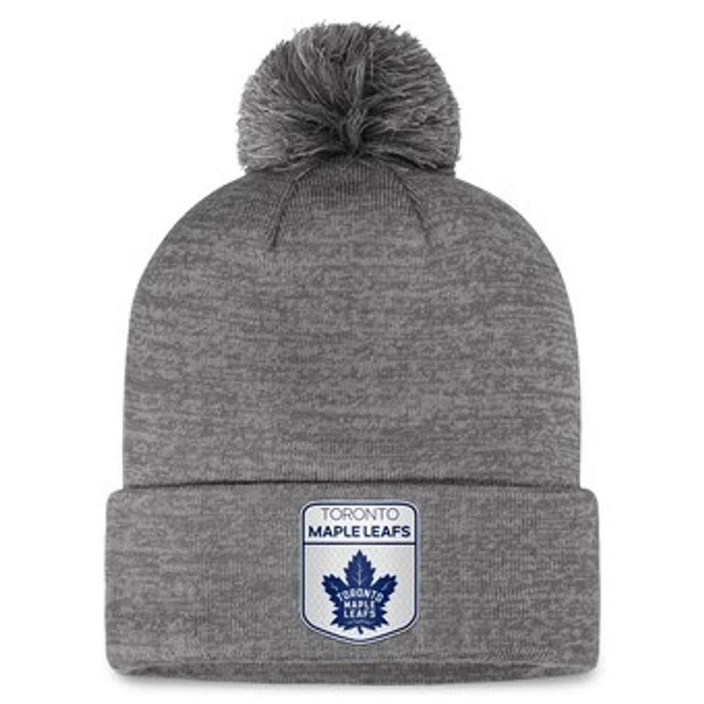 Men's Fanatics Gray Toronto Maple Leafs Authentic Pro Home Ice Cuffed Knit Hat with Pom