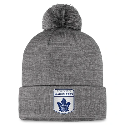 Men's Fanatics Gray Toronto Maple Leafs Authentic Pro Home Ice Cuffed Knit Hat with Pom