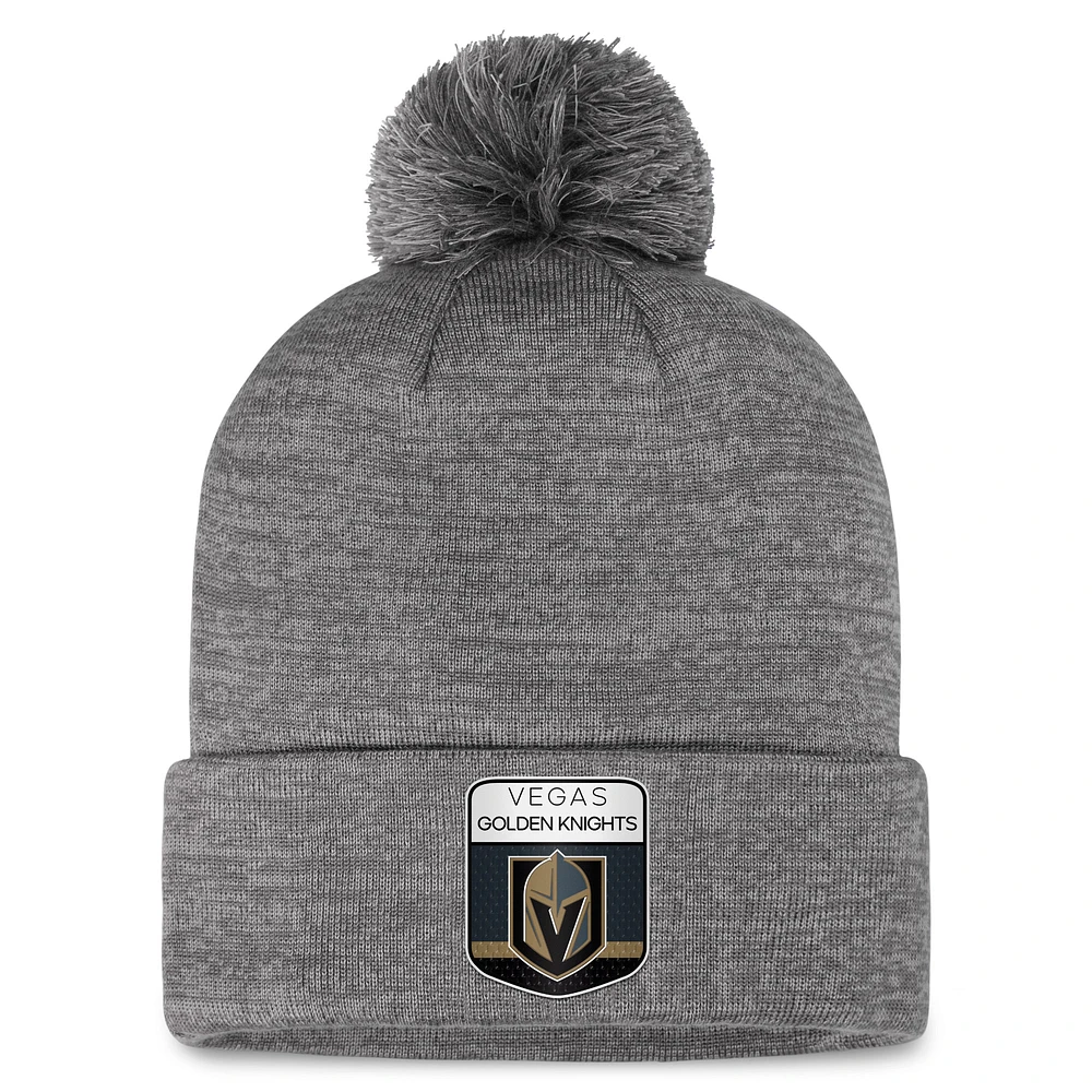 Men's Fanatics Gray Vegas Golden Knights Authentic Pro Home Ice Cuffed Knit Hat with Pom