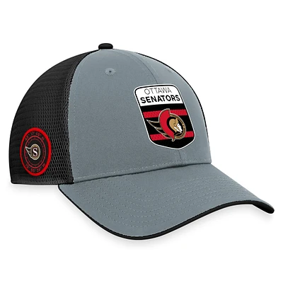 Men's Fanatics Gray/Black Ottawa Senators Authentic Pro Home Ice Trucker Adjustable Hat