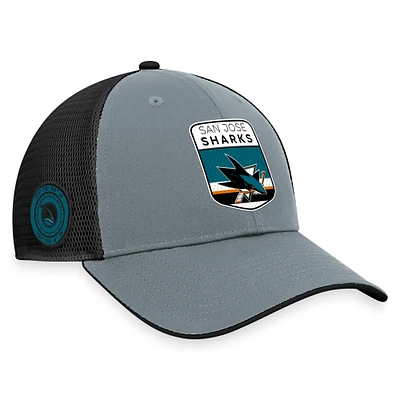 Men's Fanatics Gray/Black San Jose Sharks Authentic Pro Home Ice Trucker Adjustable Hat