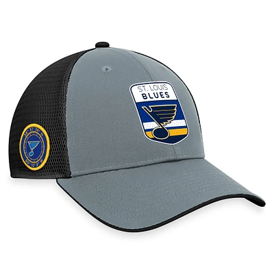 Men's Fanatics Gray/Black St. Louis Blues Authentic Pro Home Ice Trucker Adjustable Hat