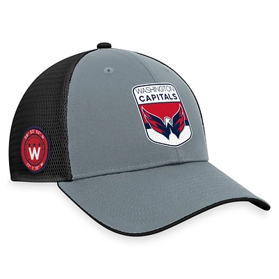Men's Fanatics Gray/Black Washington Capitals Authentic Pro Home Ice Trucker Adjustable Hat