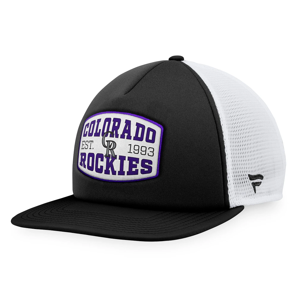 Men's Fanatics Black Colorado Rockies Foam Front Patch Trucker Snapback Hat