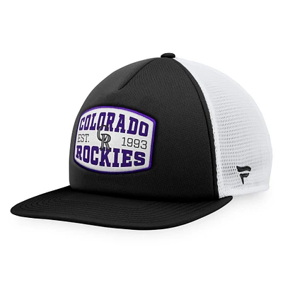 Men's Fanatics Black Colorado Rockies Foam Front Patch Trucker Snapback Hat