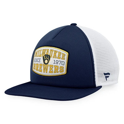 Men's Fanatics Navy Milwaukee Brewers Foam Front Patch Trucker Snapback Hat