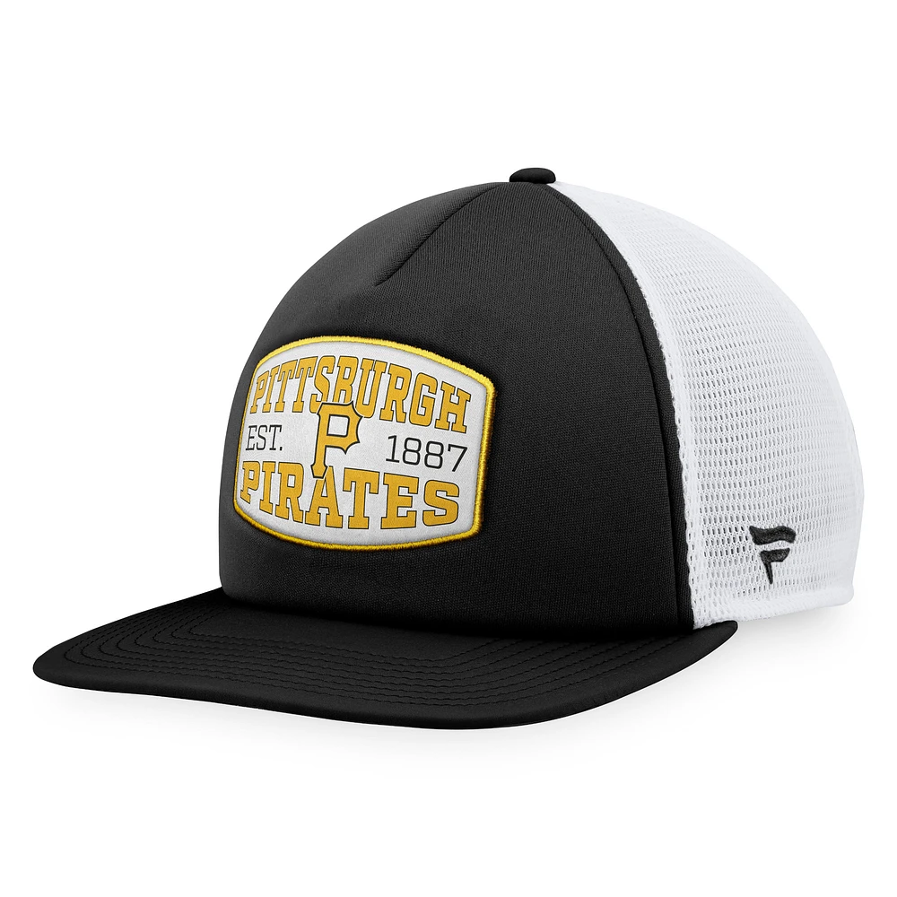 Men's Fanatics Black Pittsburgh Pirates Foam Front Patch Trucker Snapback Hat