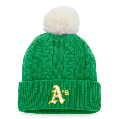 Women's Fanatics Kelly Green Athletics Cable Cuffed Knit Hat with Pom