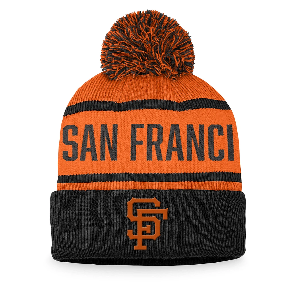 Men's Fanatics Black/Orange San Francisco Giants Cooperstown Collection Cuffed Knit Hat with Pom