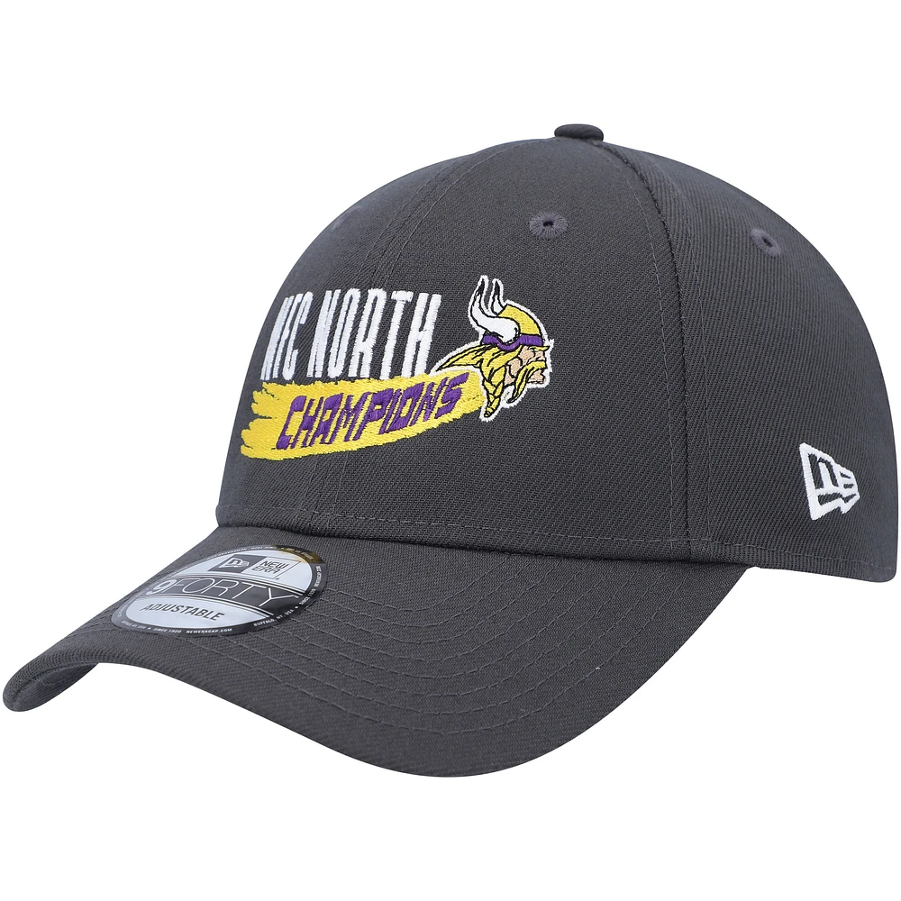 New Era Graphite Minnesota Vikings 2022 NFC North Division Champions 9FORTY Adjustable Hat