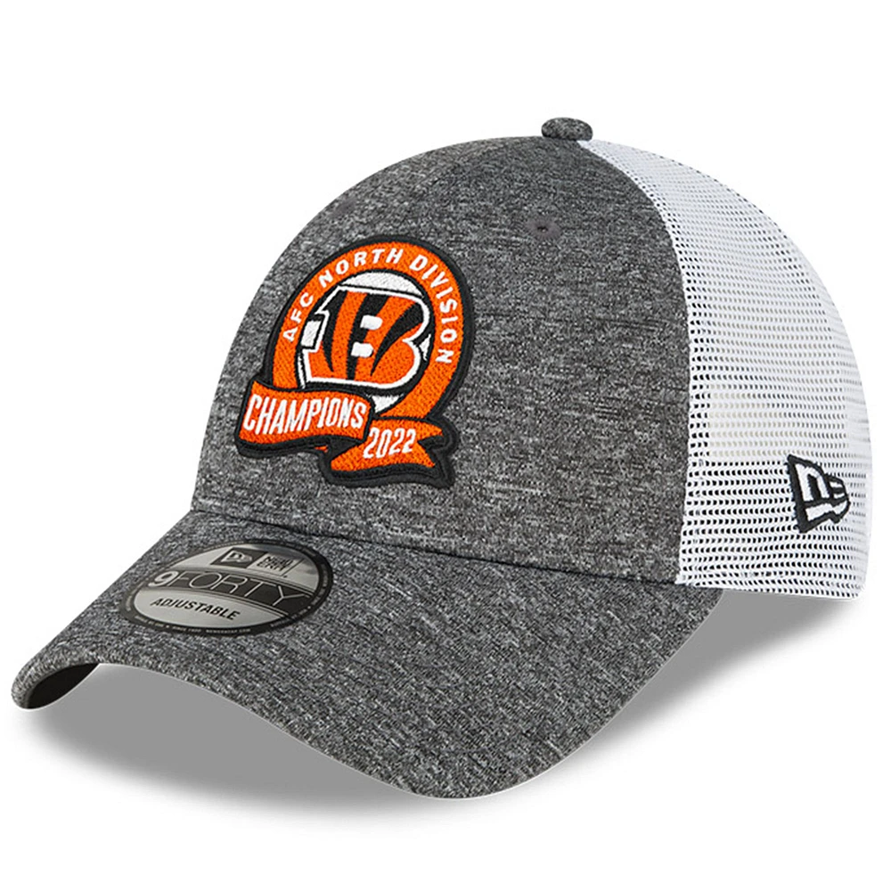 Men's New Era Heather Gray Cincinnati Bengals 2022 AFC North Division Champions Locker Room 9FORTY Adjustable Hat