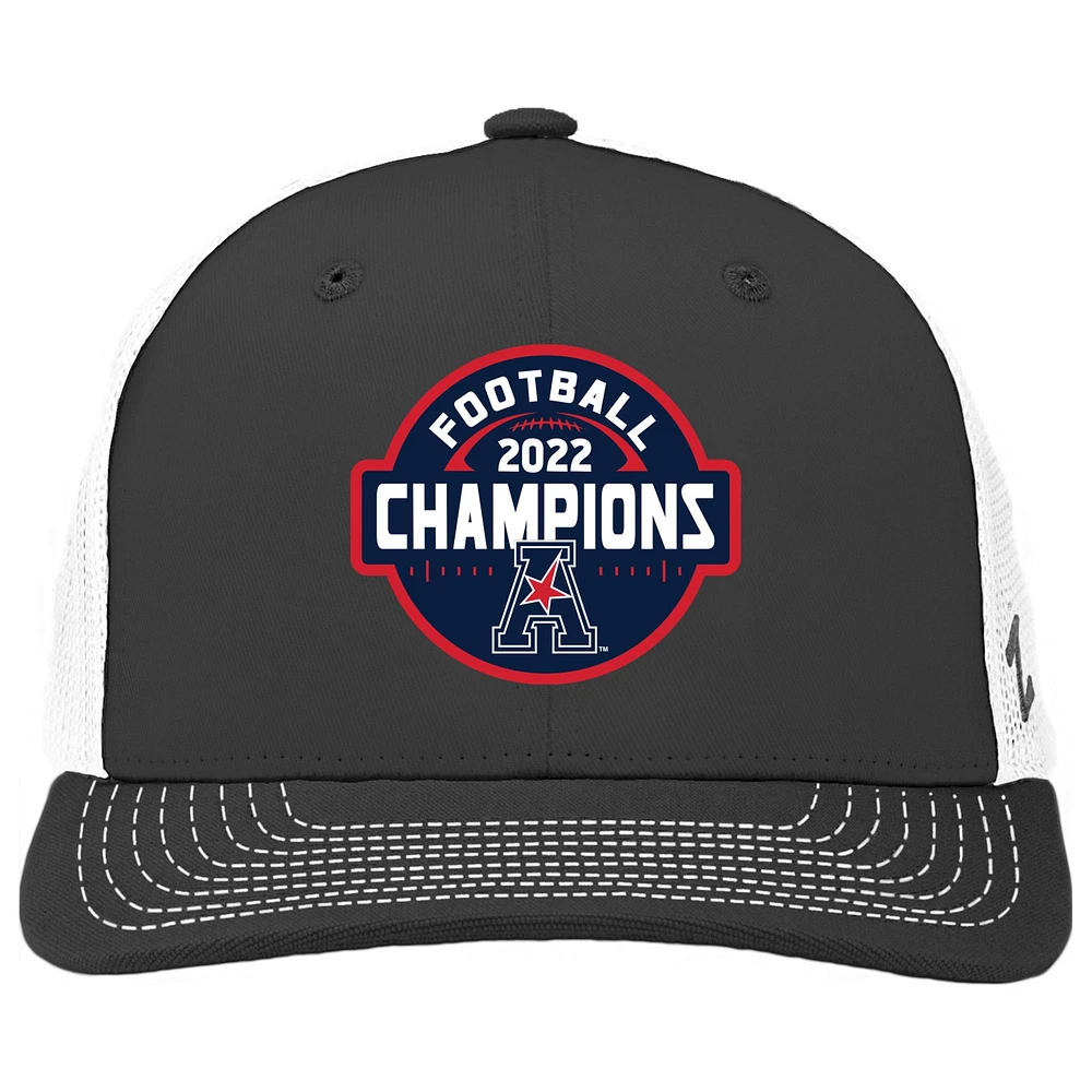 Men's Zephyr Charcoal/White Tulane Green Wave 2022 AAC Conference Champions Locker Room Adjustable Trucker Hat