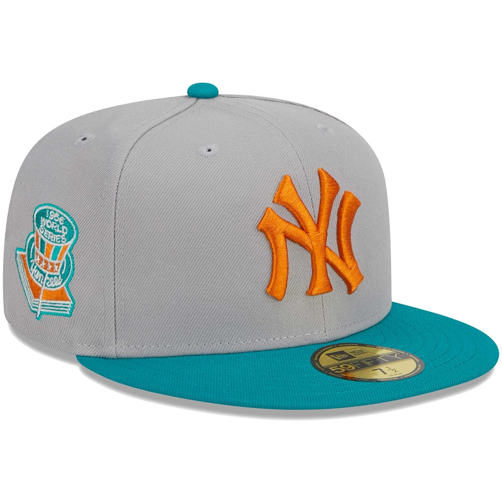 Men's New Era Gray/Teal York Yankees 59FIFTY Fitted Hat