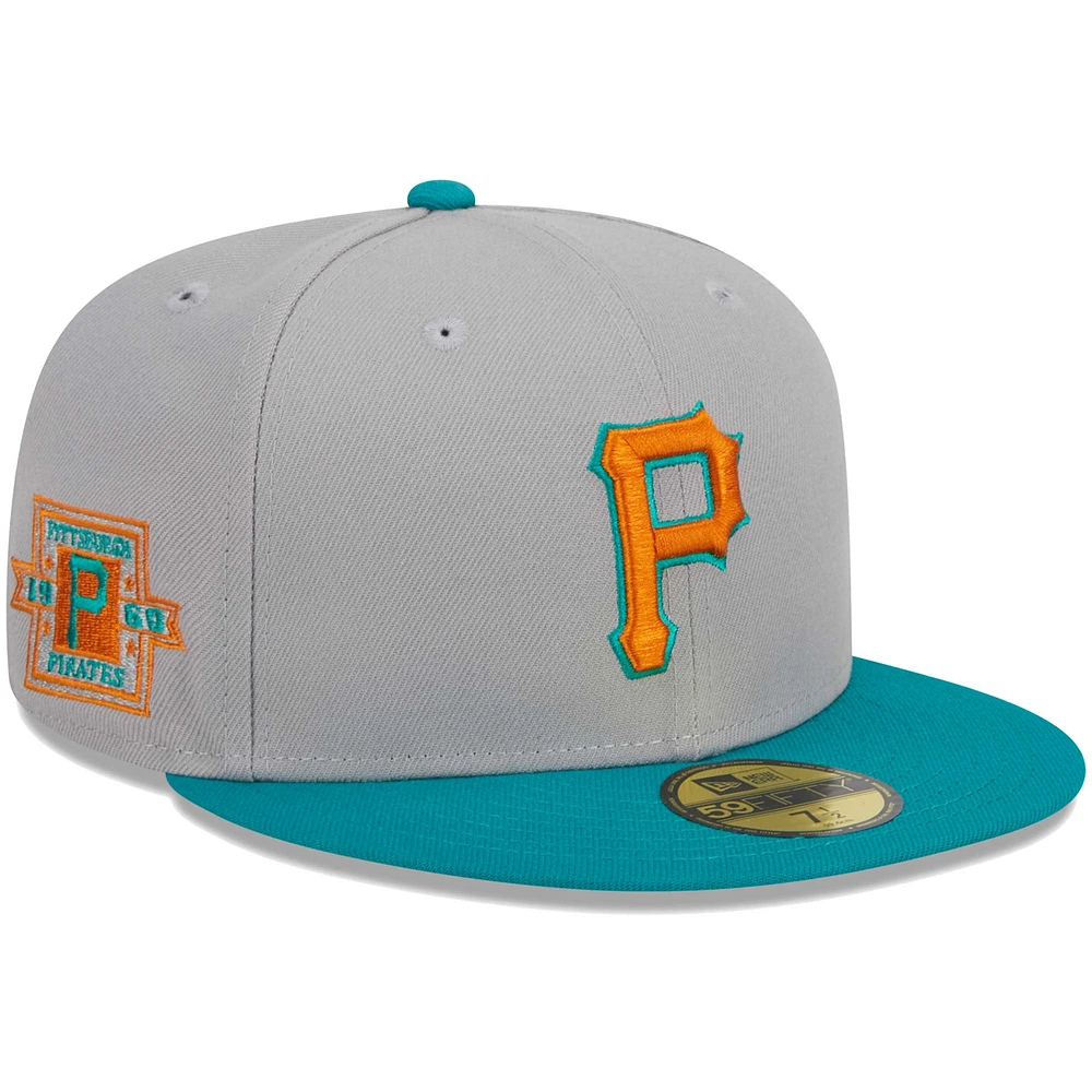 Men's New Era Gray/Teal Pittsburgh Pirates 59FIFTY Fitted Hat