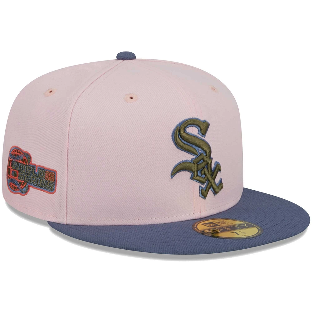 Men's New Era Pink/Blue Chicago White Sox Olive Undervisor 59FIFTY Fitted Hat