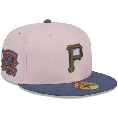 Men's New Era Pink/Blue Pittsburgh Pirates Olive Undervisor 59FIFTY Fitted Hat