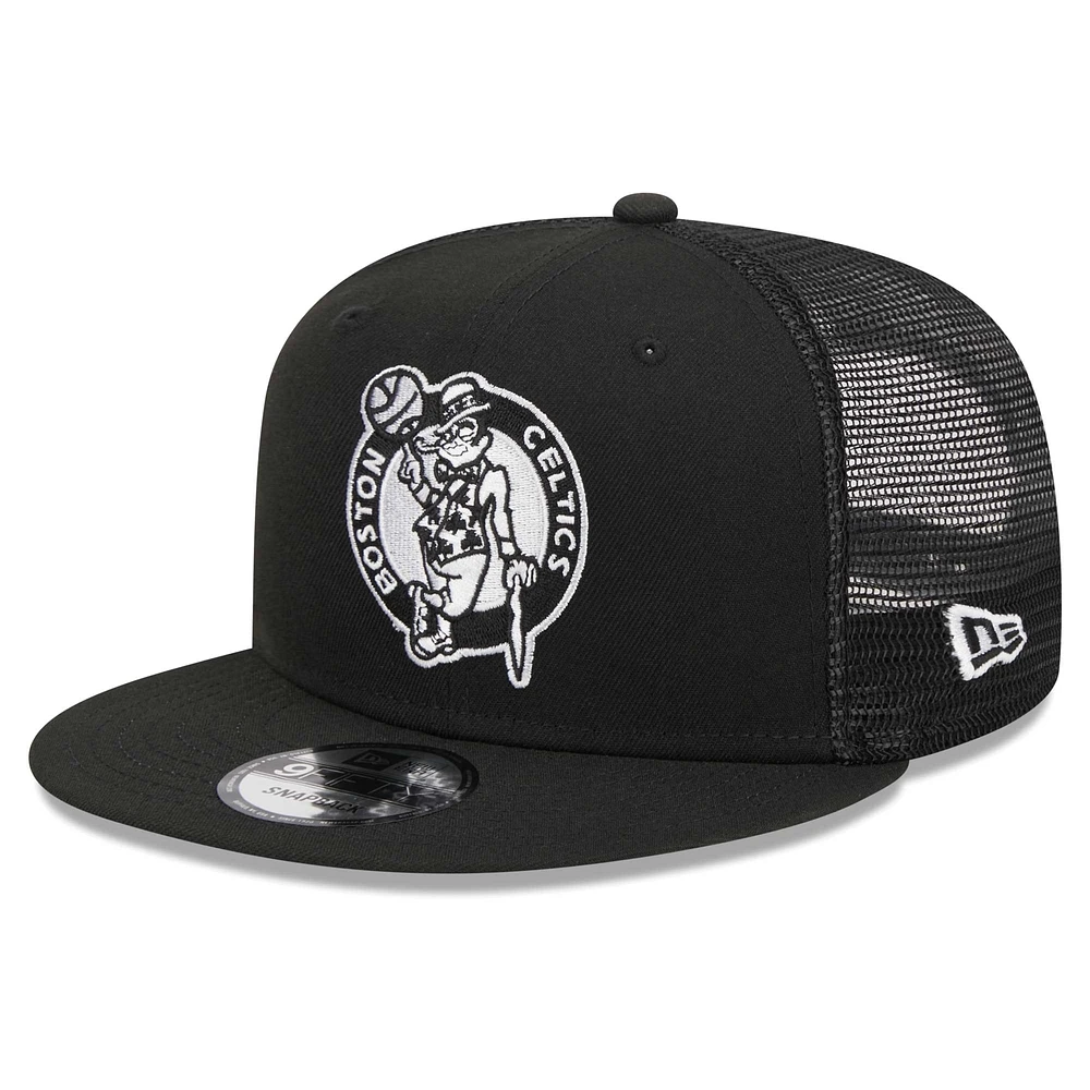 Men's New Era Black Boston Celtics 9FIFTY Snapback Trucker Hat