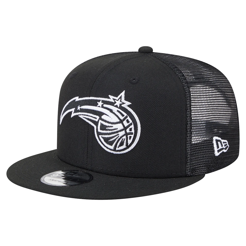 Men's New Era Black Orlando Magic 9FIFTY Snapback Trucker Hat