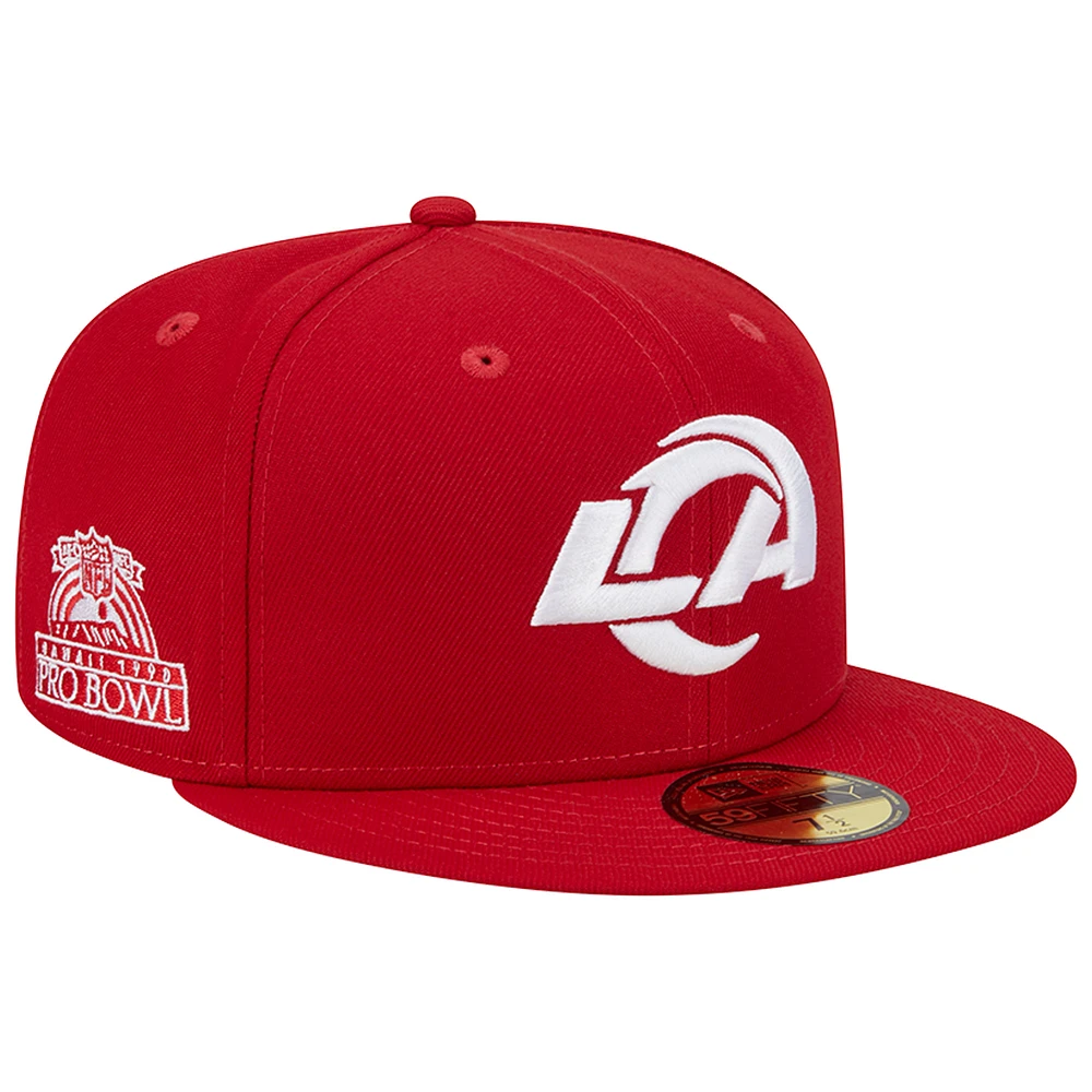 Men's New Era Scarlet Los Angeles Rams 1990 Hawaii Pro Bowl Main Patch 59FIFTY Fitted Hat