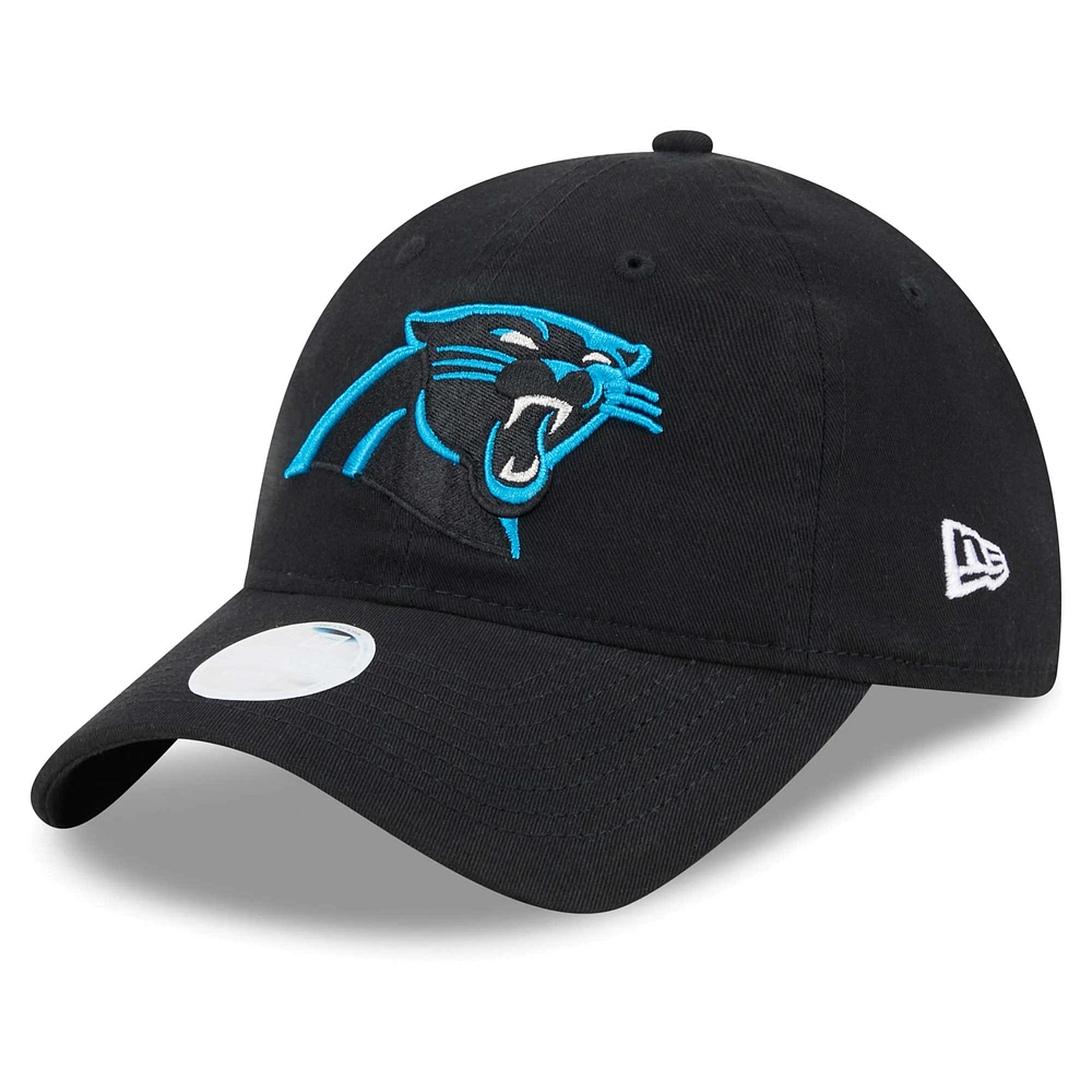 Women's New Era Black Carolina Panthers Main Core Classic 2.0 9TWENTY Adjustable Hat