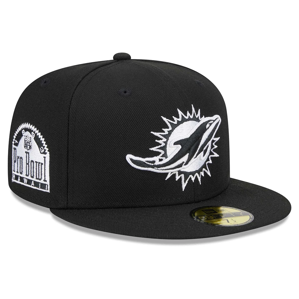 Men's New Era Black Miami Dolphins Main Patch 59FIFTY Fitted Hat
