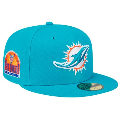 Men's New Era Aqua Miami Dolphins Main Patch 59FIFTY Fitted Hat
