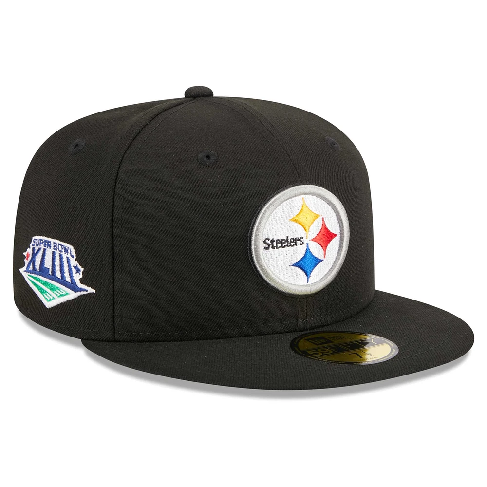 Men's New Era Black Pittsburgh Steelers Main Patch 59FIFTY Fitted Hat