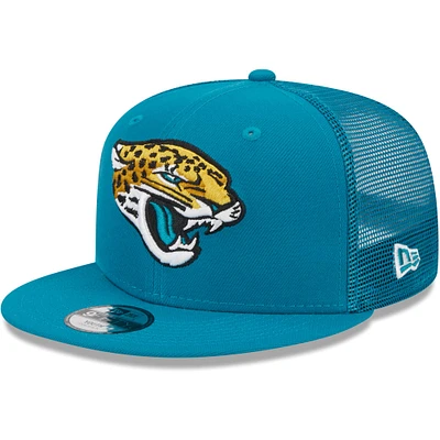 Youth New Era Teal Jacksonville Jaguars Main Trucker 9FIFTY Snapback Hat