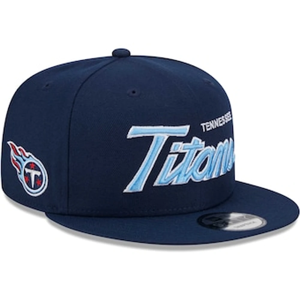 Men's New Era Navy Tennessee Titans Main Script 9FIFTY Snapback Hat