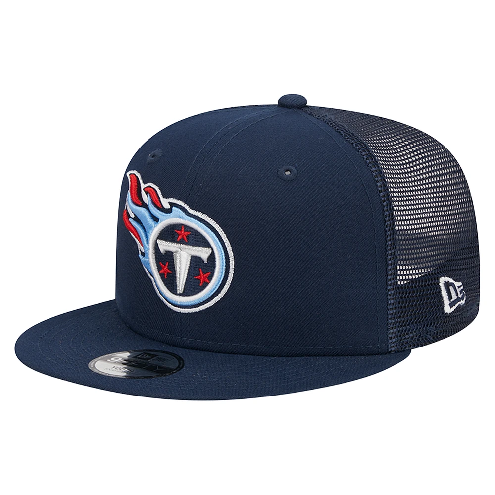 Youth New Era Navy Tennessee Titans Main Trucker 9FIFTY Snapback Hat