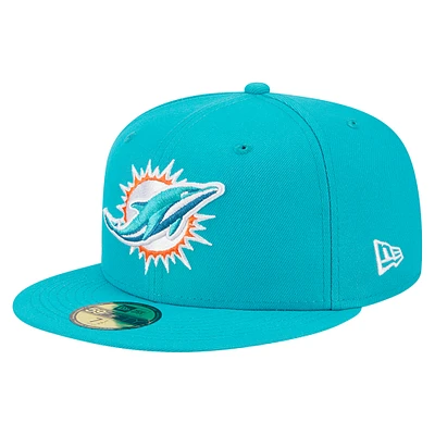 Men's New Era Aqua Miami Dolphins Main 59FIFTY Fitted Hat