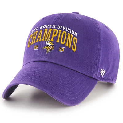 '47 Purple Minnesota Vikings 2022 NFC North Division Champions Clean Up Adjustable Hat