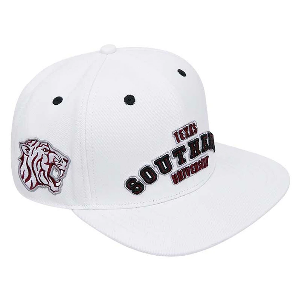 Men's Pro Standard White Texas Southern Tigers Wool Snapback Hat