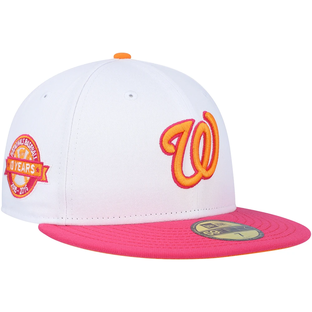 Men's New Era White/Pink Washington Nationals 10th Team Anniversary 59FIFTY Fitted Hat
