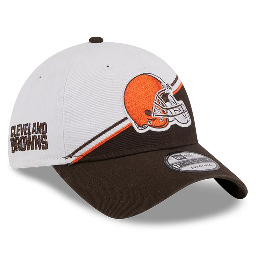 Men's New Era White/Brown Cleveland Browns 2023 Sideline 9TWENTY Adjustable Hat
