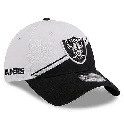 Men's New Era White/Black Las Vegas Raiders 2023 Sideline 9TWENTY Adjustable Hat
