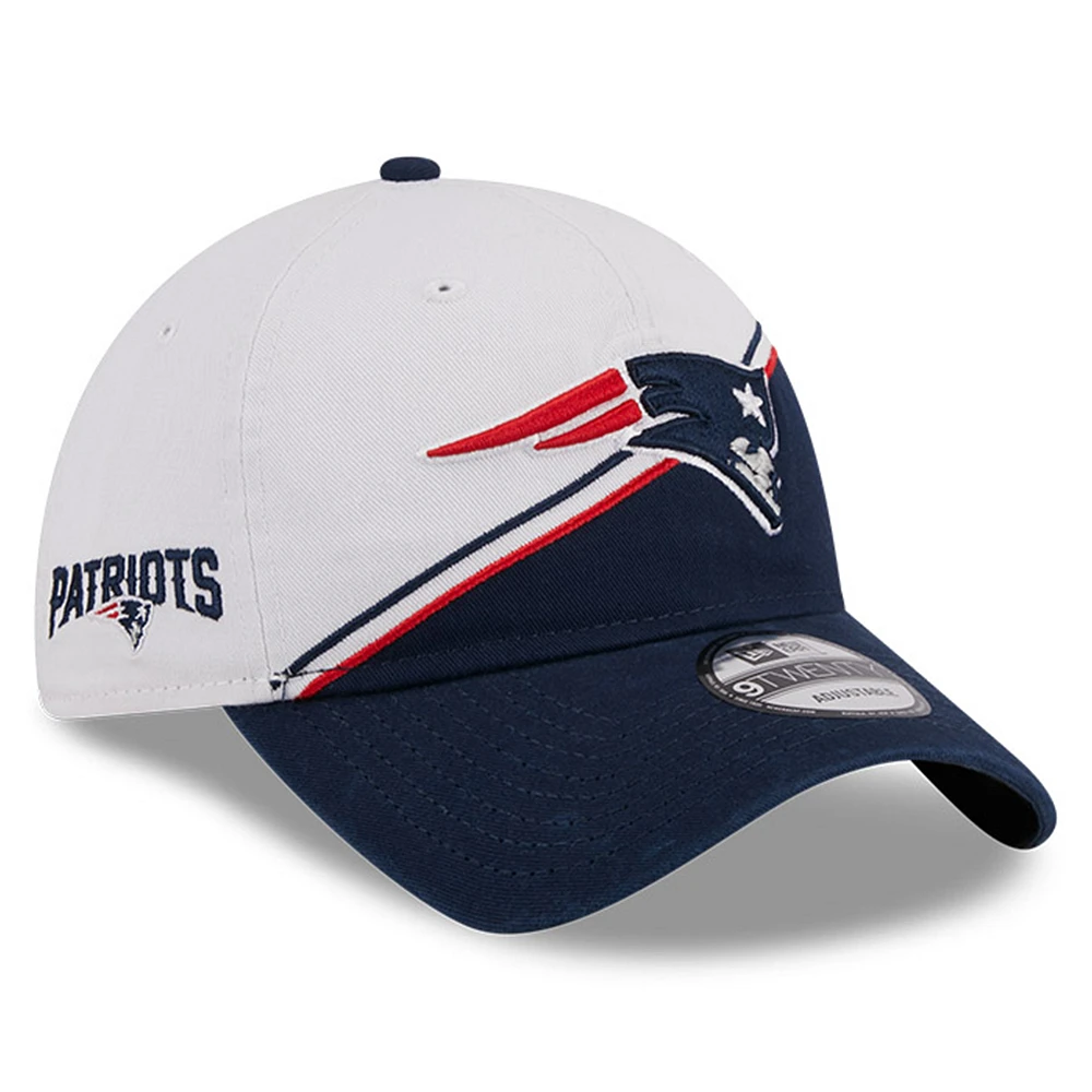 Men's New Era White/Navy New England Patriots 2023 Sideline 9TWENTY Adjustable Hat