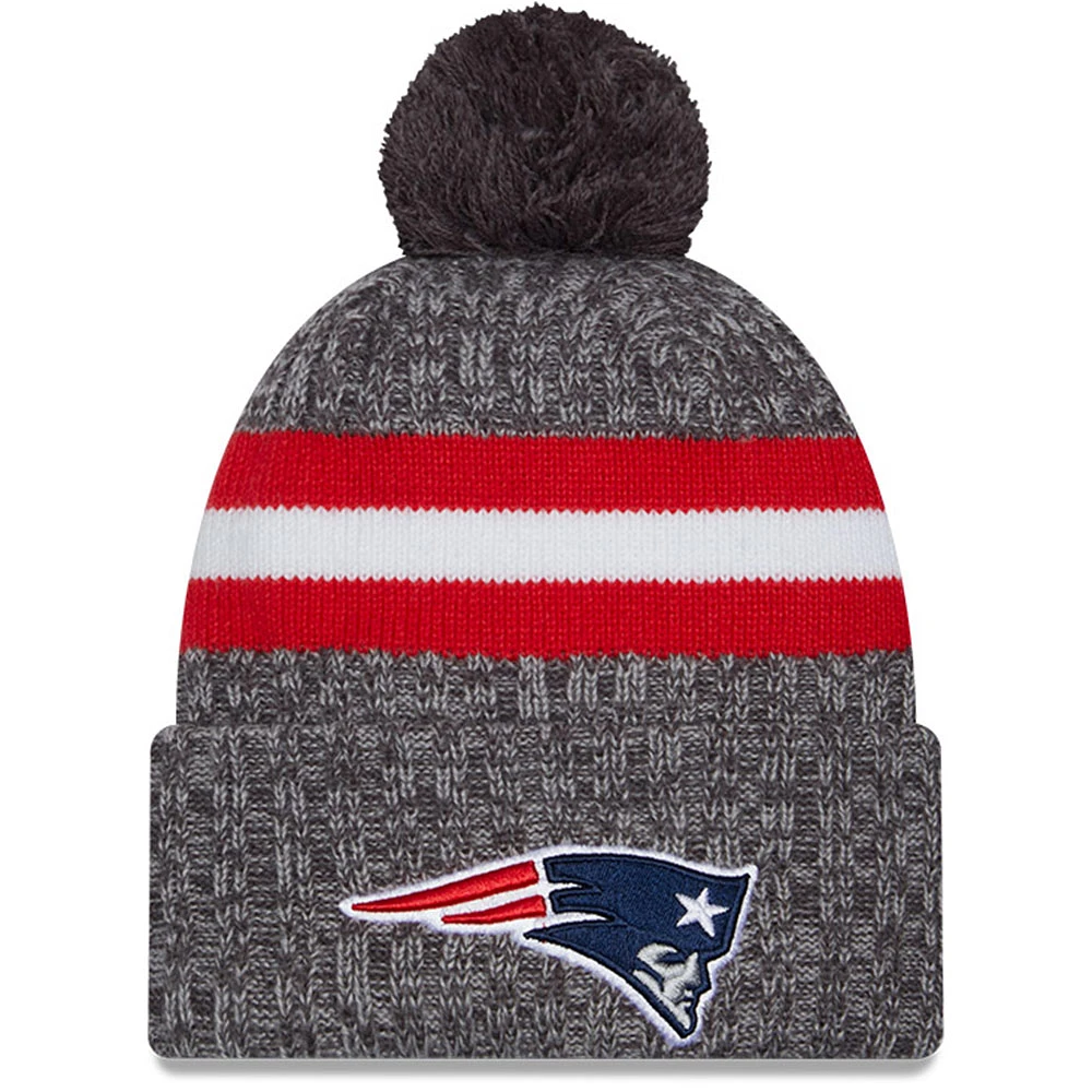 Men's New Era Gray New England Patriots 2023 Sideline Sport Cuffed Pom Knit Hat